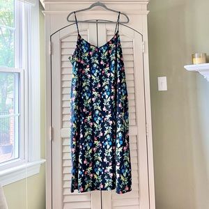 Old Navy XXL Old Navy Black Floral Adjustable Spaghetti Strap Midi / Maxi Dress